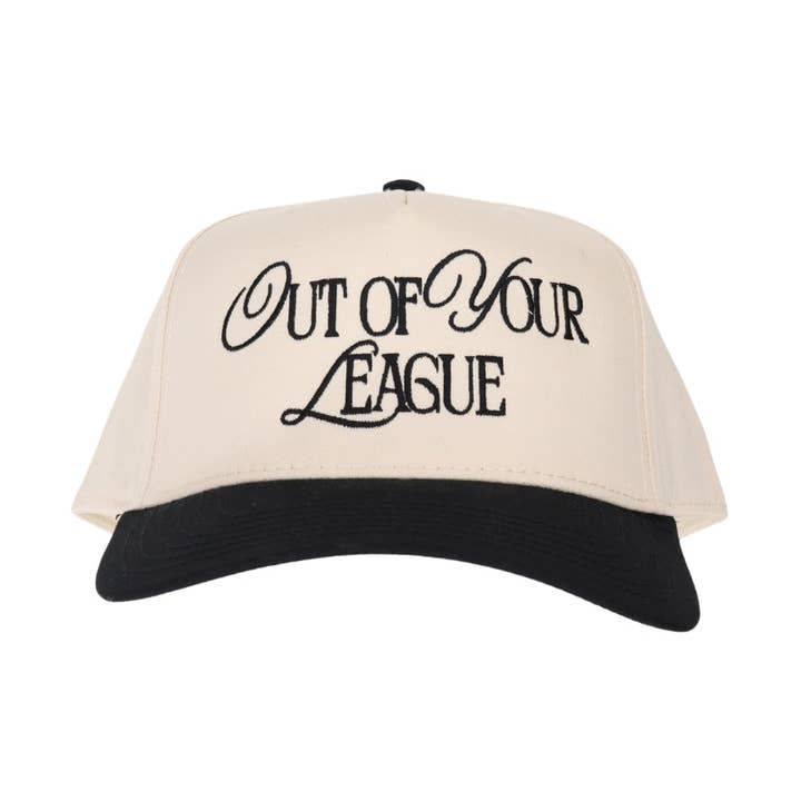 Out of Your League Embroidered Trucker Hat for wholesale by Stitch Your Style