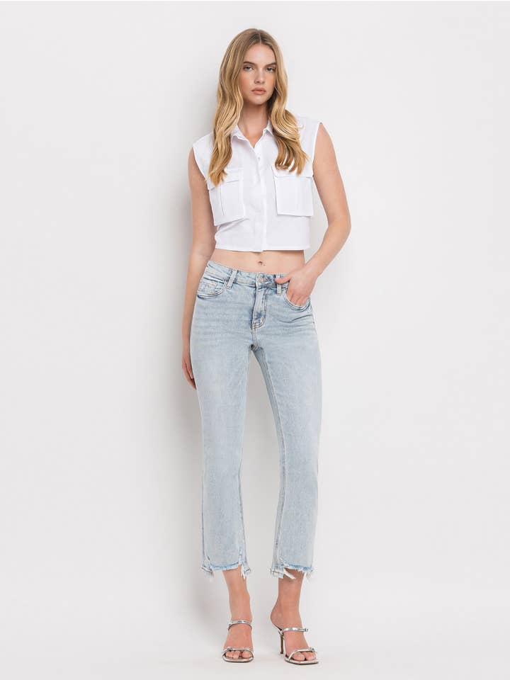 KICKFLARE-JEANS MET HOGE TAILLE LV1053 voor wholesale door Lovervet by VERVET