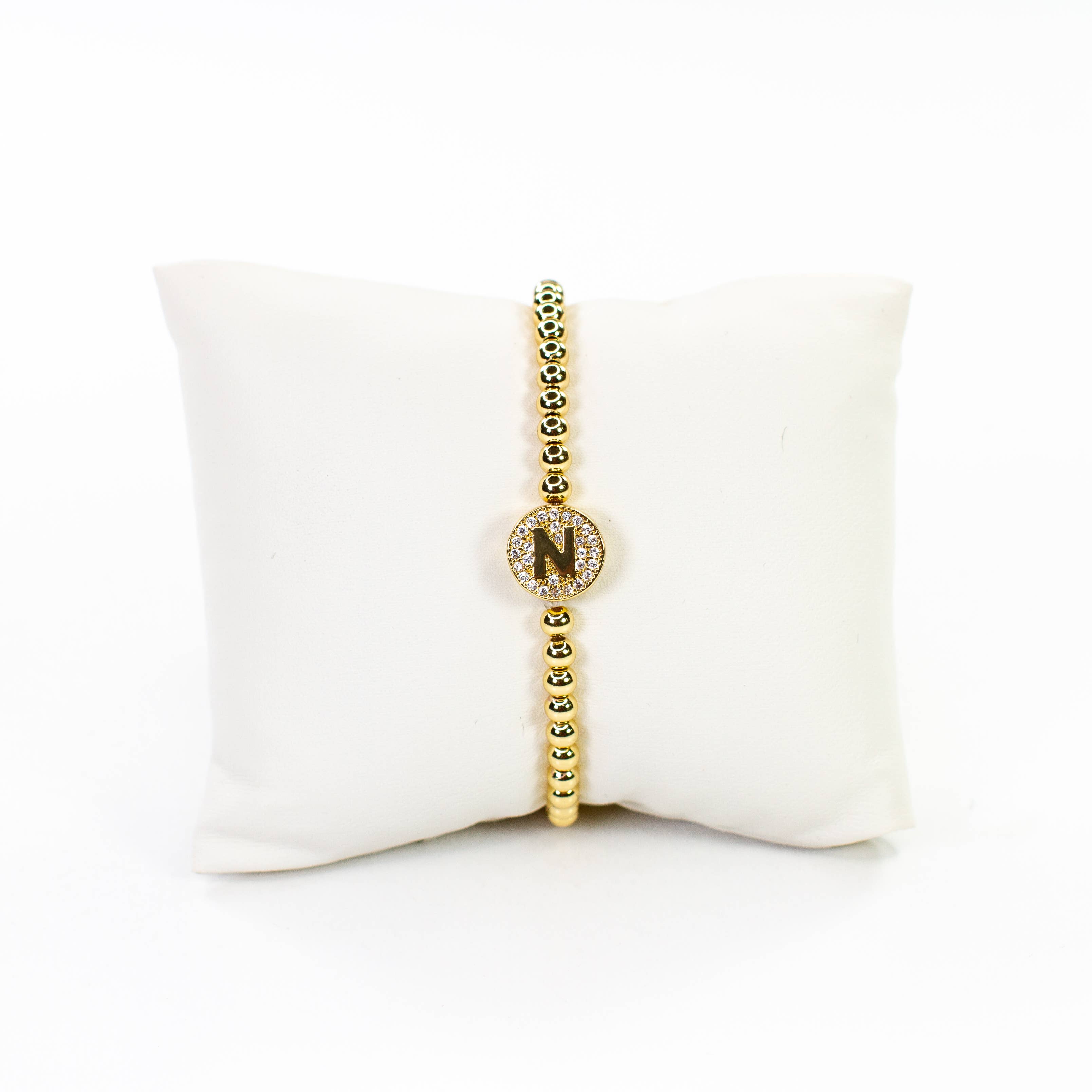 Savvy Bling - Wholesale Beaded Bracelet - Initial Simulated Diamond Bracelet13