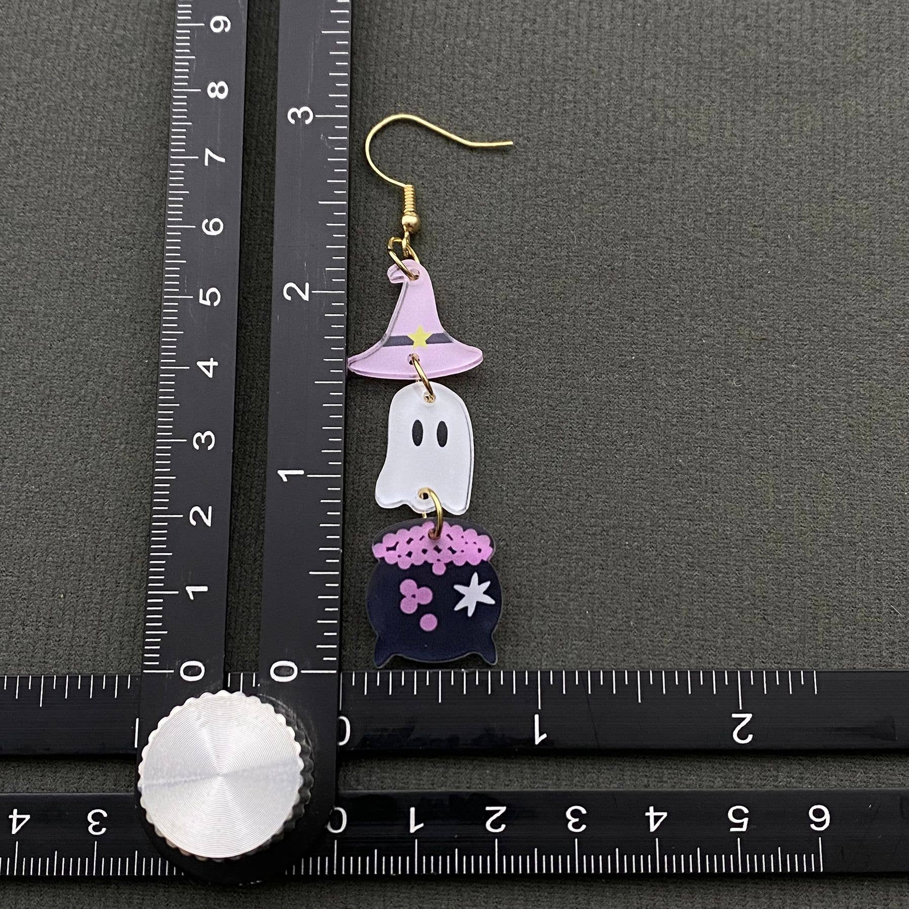 Mio Queena - Wholesale Dangle Earrings - Halloween Acrylic Magic Potion Jar & Ghost Dangle Earrings3