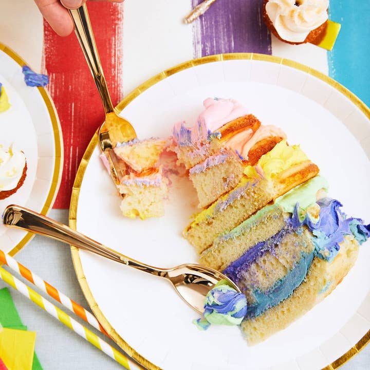 Coterie Party Supplies - Wholesale Disposable Plate - White and Gold Large Paper Party Plates (10 per Pack)1