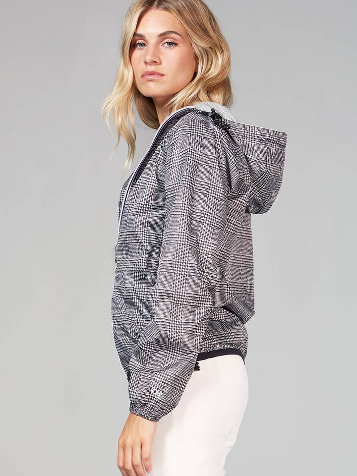 O8 Lifestyle - Wholesale Raincoat - Women's - Sloane Print - plaid full zip packable rain jacket