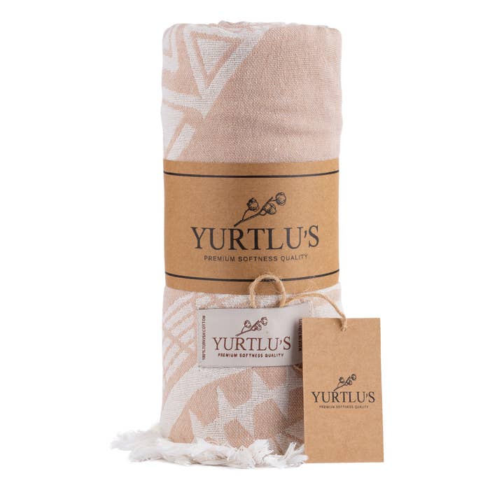 YURTLU'S Harmony Series 38"x72" Turkish Towel Highly Absorbent Pre-Washed - Beige for wholesale by YURTLUS