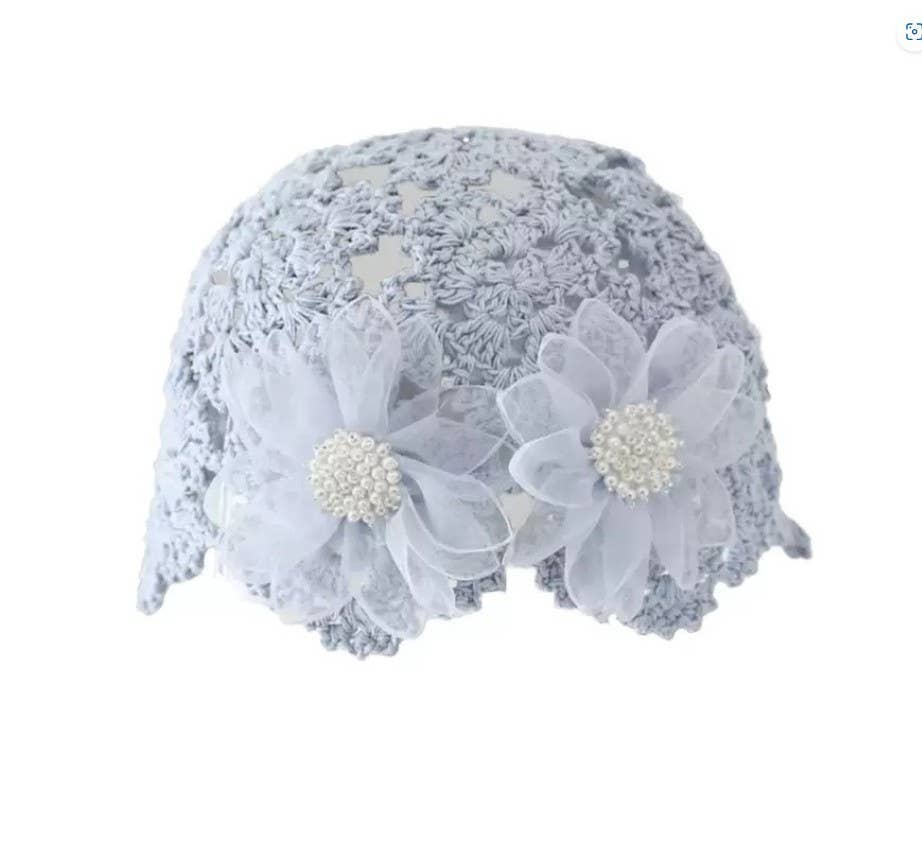 JC Sunny Fashion – wholesale Mössa - Dam – JCH903350 Boho Chic Virkad Hatt med Pärlor & Chiffongblommor7
