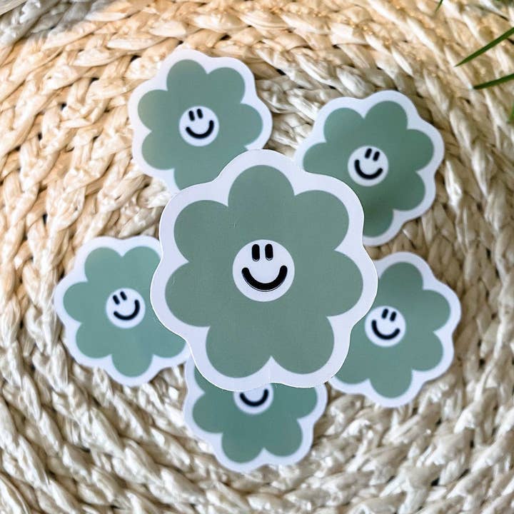 Pegatina flor sonriente para venta al por mayor de Krafted by Kin LLC