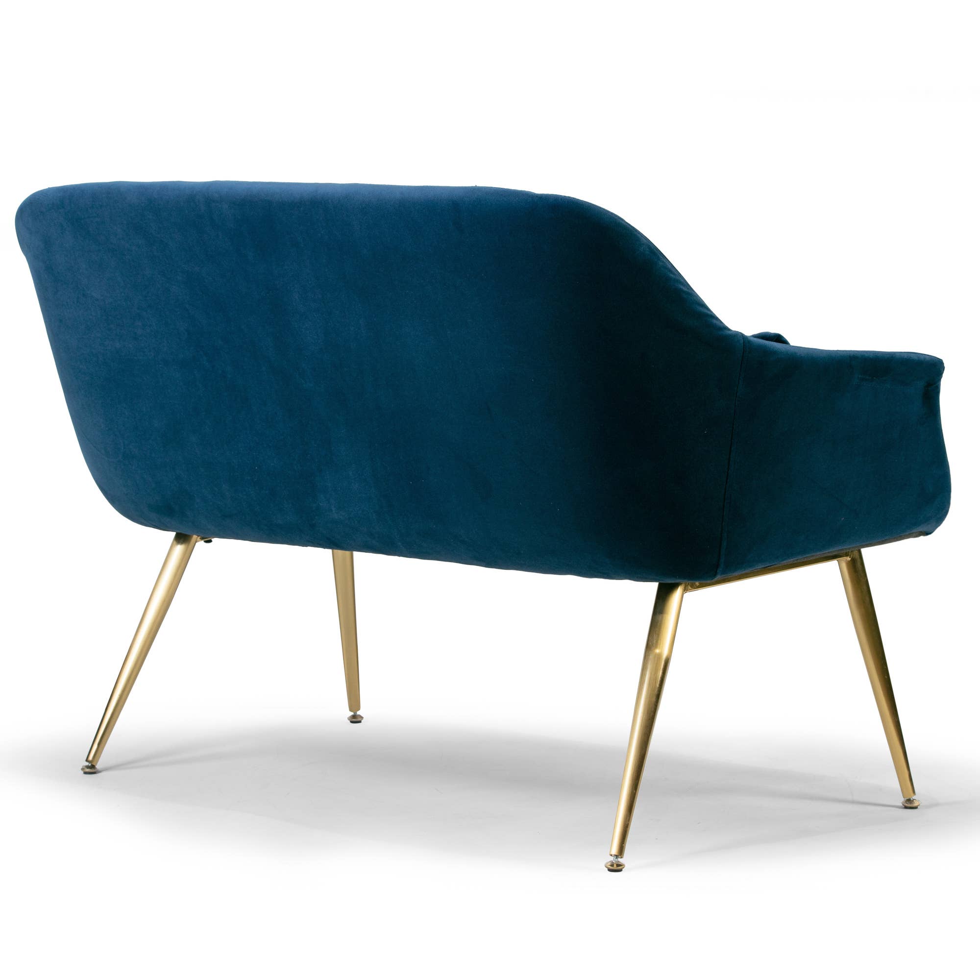 Glamour Home - Vente Canapés - Ensemble canapé 2 places en velours bleu Angela et fauteuil d'appoint8