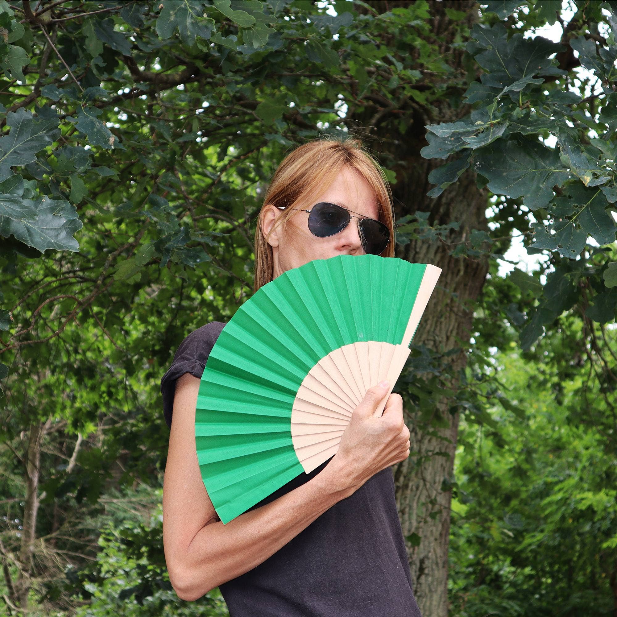 Tribal Trade GmbH - Wholesale Handheld Folding Fan - Wedel fans foldable fans hand fans green7