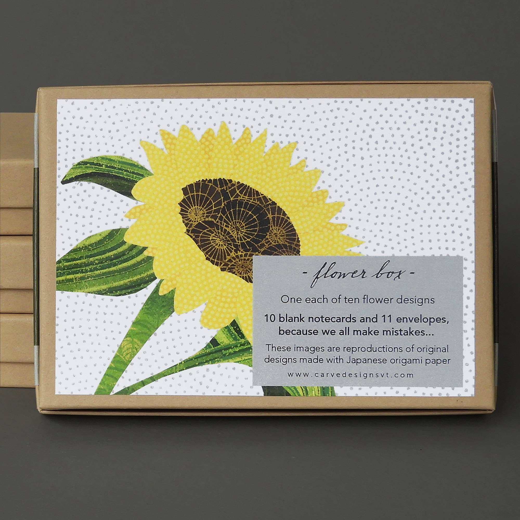 Carve Designs - Wholesale Stationery/Notecard Set - Flower Box: A mixed box of 10 blank notecards 1