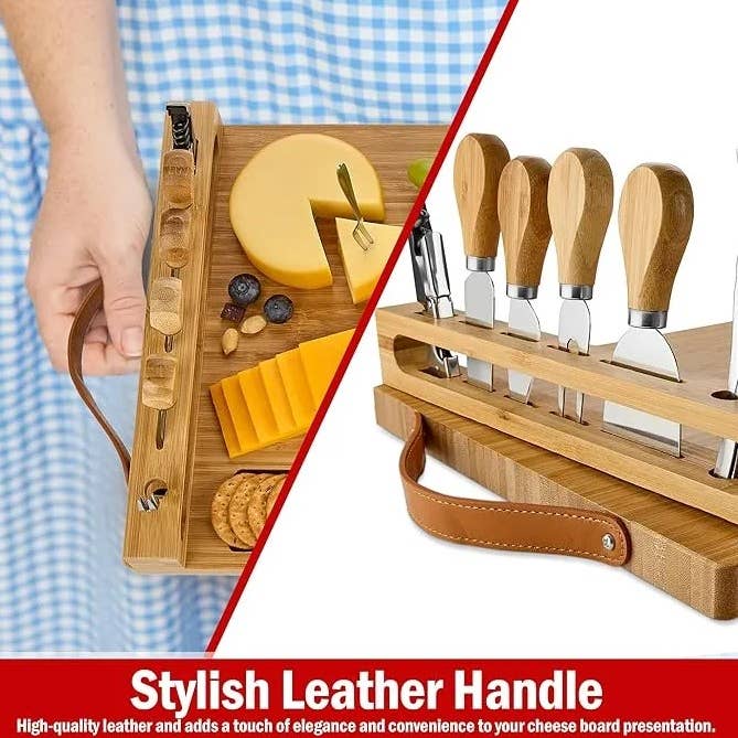Merchandise Unlimited - Wholesale Cheese Board - Bamboo Charcuterie Board - Exquisite Cheese Board and Knife