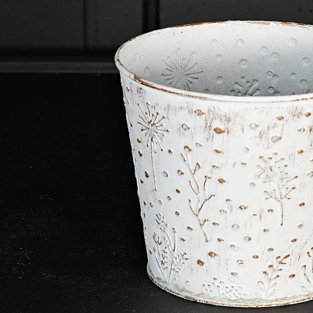 Holiday Depot Inc. - Wholesale Bucket/Pail - M32816-Vintage white metal Bucket w. star (5inD)1