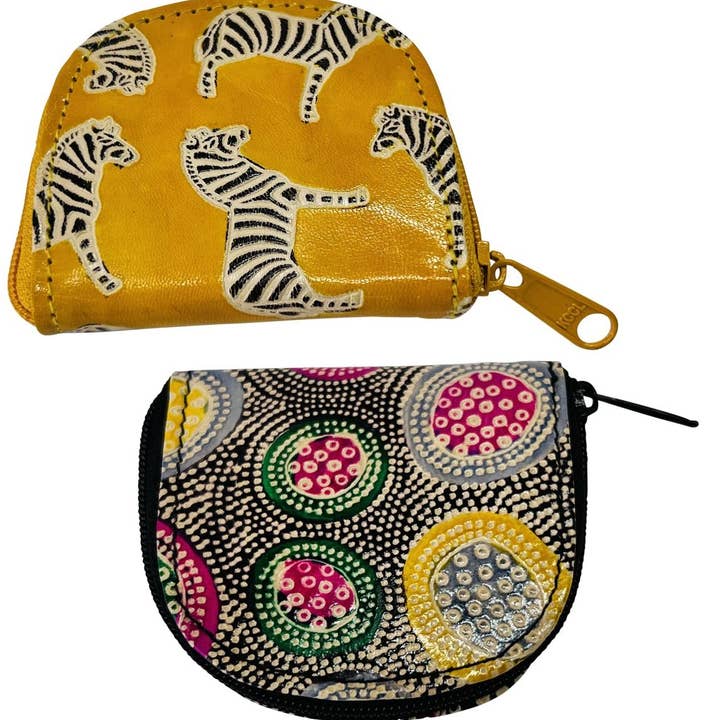 Coin Leather Purses Zebra & Dot Design Set of 2 for wholesale by Status Collections