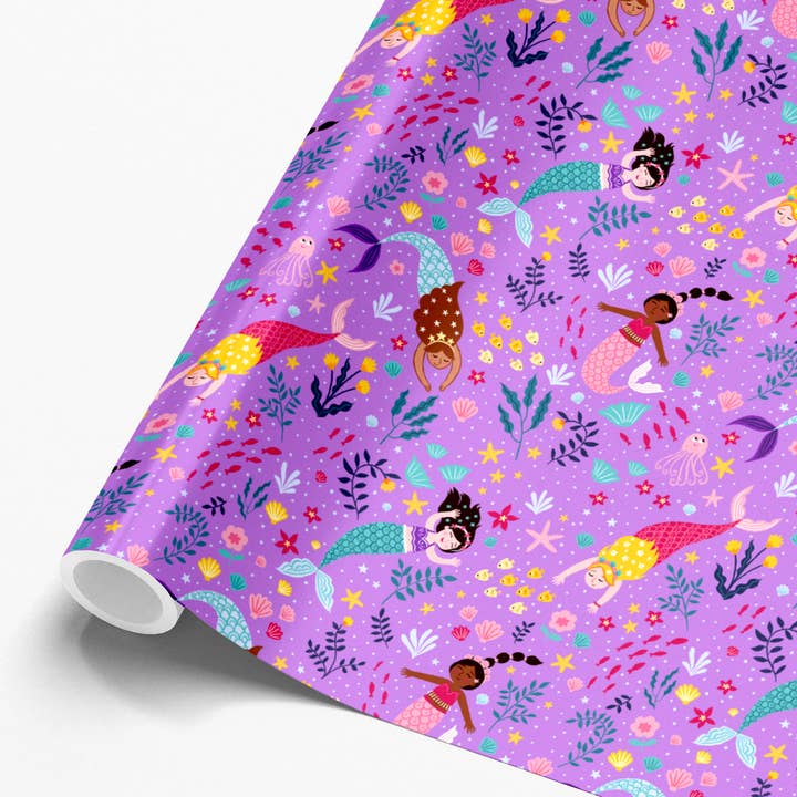 Girls Mermaid Gift Wrap, For Kids, Best Seller (Min of 5) for wholesale by Pear Tree Press US