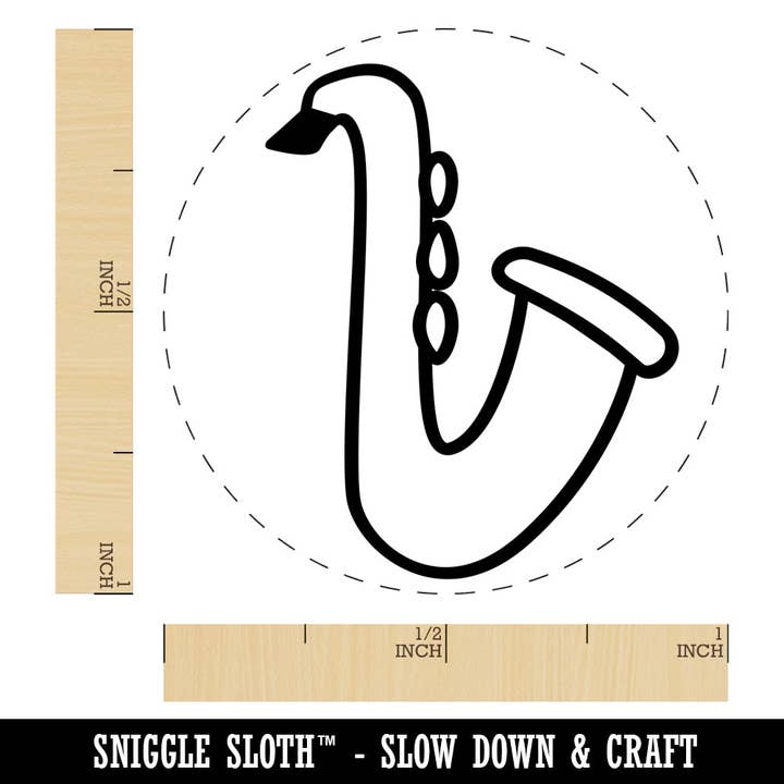 Saxophone Music Instrument Doodle Self-Inking Rubber Stamp for Stamping Crafting Planners for wholesale by Sniggle Sloth
