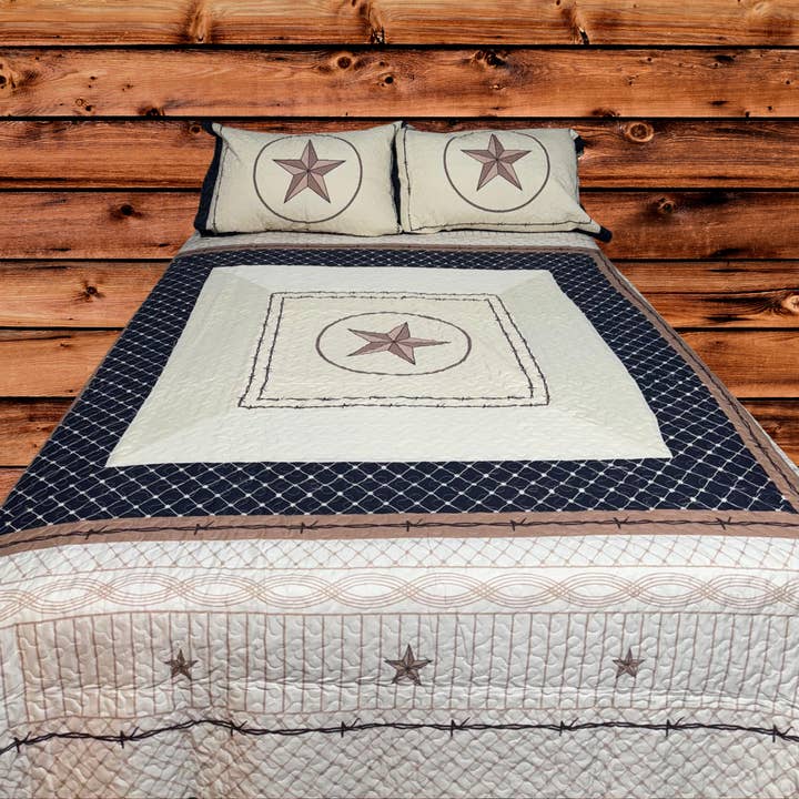 Ensemble de courtepointe 3 pièces Unidos Collection™ Lone Star (Beige) pour la vente par Unidos Collection