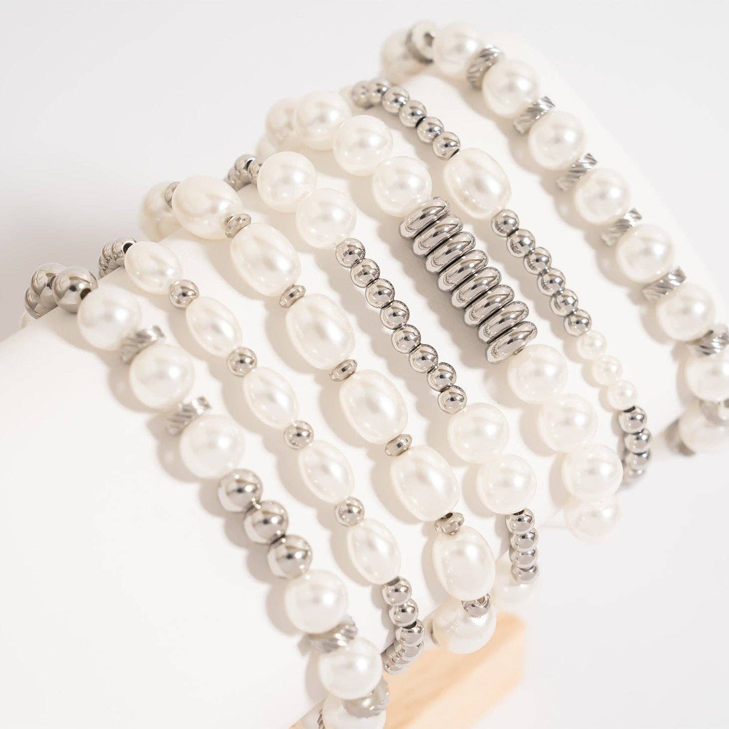 WJW - Wholesale Armband met kralen - 18K Goud PVD 8mm Kiska Glazen Parels Stretch Armband7