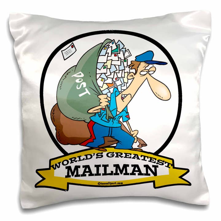 3dRose, Lustiger Weltbester Postbote Beruf Cartoon, Kissenbezug für den Großhandel von 3dRose
