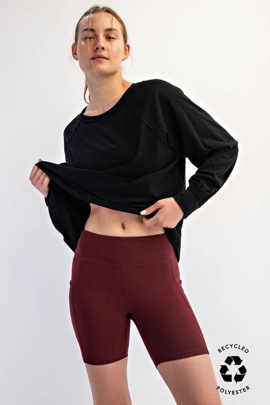 Sunday Morning - Wholesale Athletic Shorts - Women's - P406237-Butter Soft 6 Inch Biker Short with Pockets30