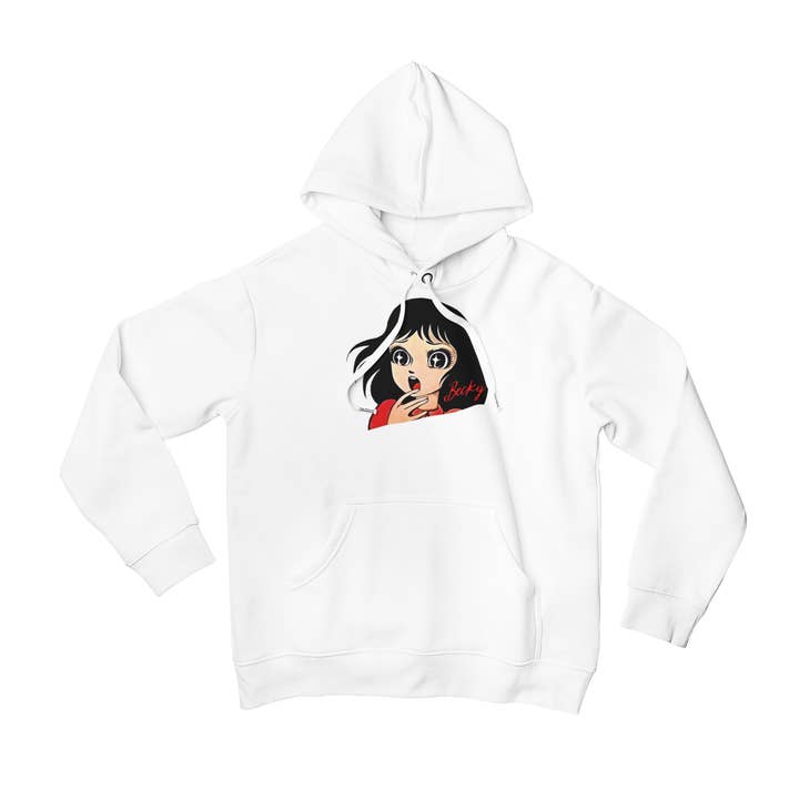 Becky Scare White Hooded Sweatshirt for wholesale by Becky Loves You