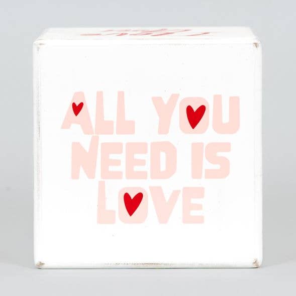 20143 - 5x5x5 wood cube (LOVE) Valentine for wholesale by Devanie At Home (Formerly Adams & Co.)