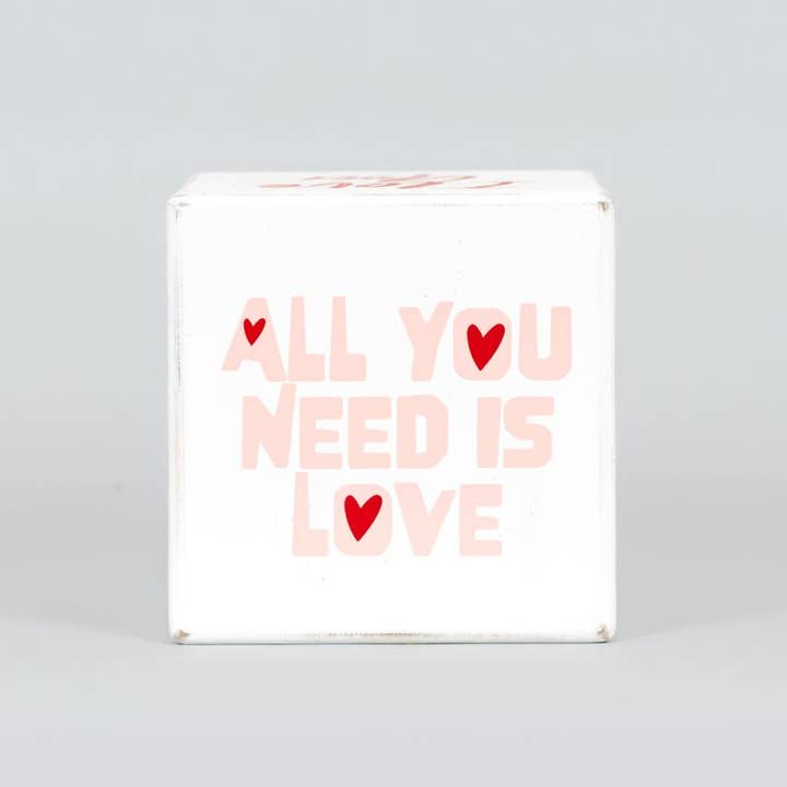 Adams & Co. - Wholesale Decorative Tabletop Object - 20143 - 5x5x5 wood cube (LOVE) Valentine