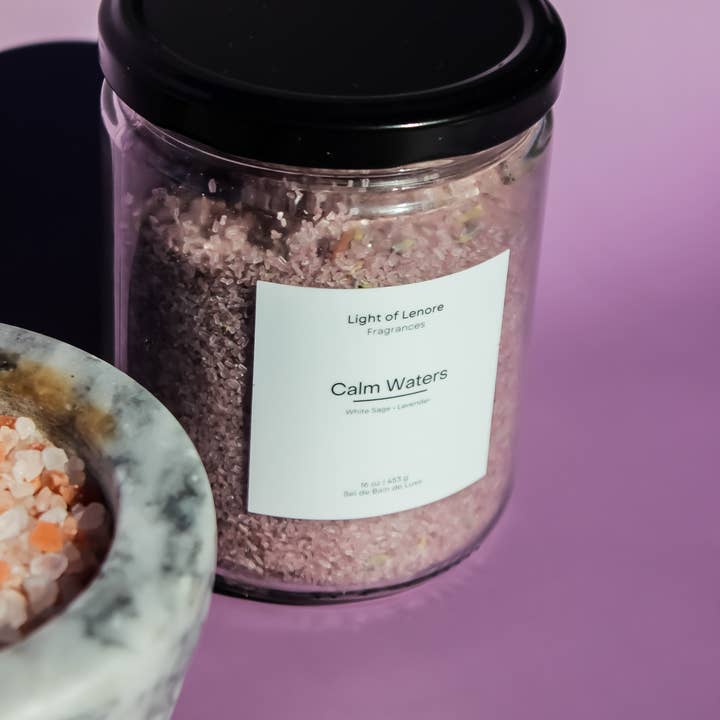 Calm Waters Luxury Bath Salts for wholesale by Light of Lenore Fragrances