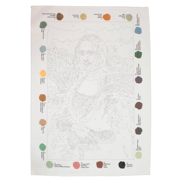 Unemployed Philosophers Guild - Wholesale Tea Towel - Mona Lisa Stain By Numbers Towels1