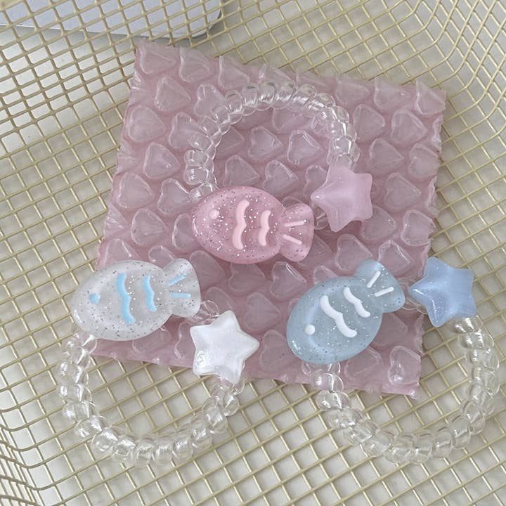 Funkyrel® Atzbranding Limited - Wholesale Hair Tie - Telo - Star Taiyaki Transparent Hair Ties (Set of 3)