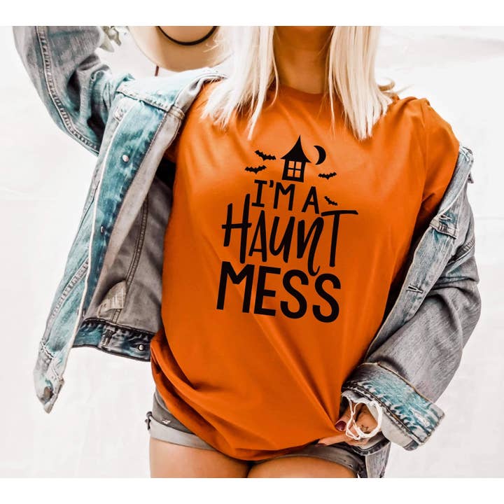 Ich bin ein Haunt Mess Printed Tee für den Großhandel von Simple Tymes