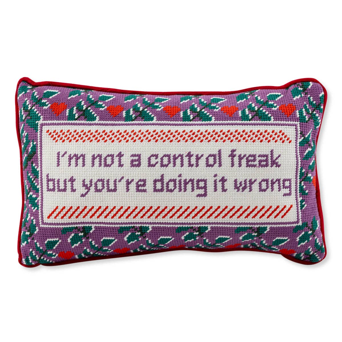 Furbish Studio - Wholesale Throw/Decorative Pillow - Control Freak Needlepoint Pillow1