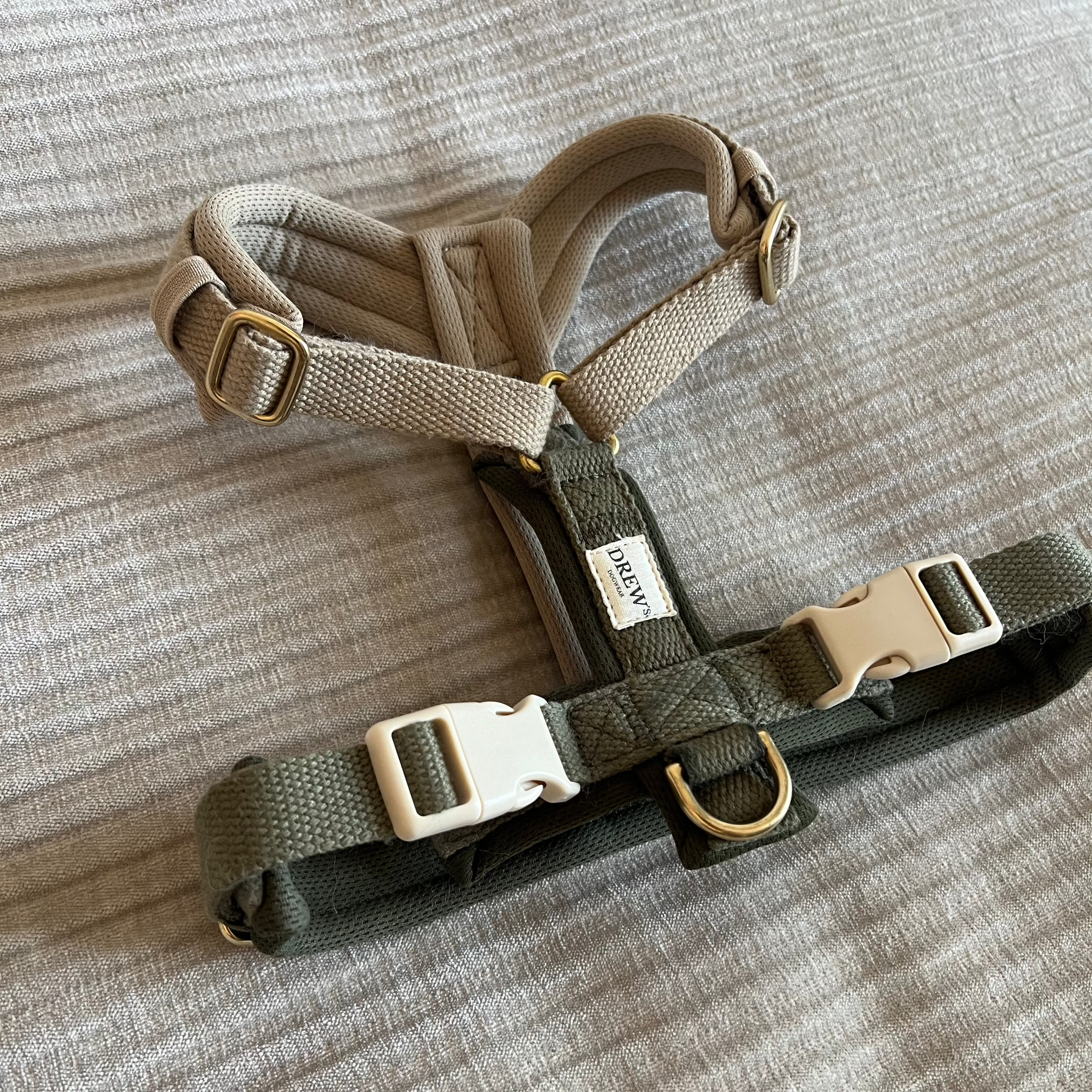 green Beige Olive PRO / Adjustable dog harness (green/beige) for wholesale on Faire1
