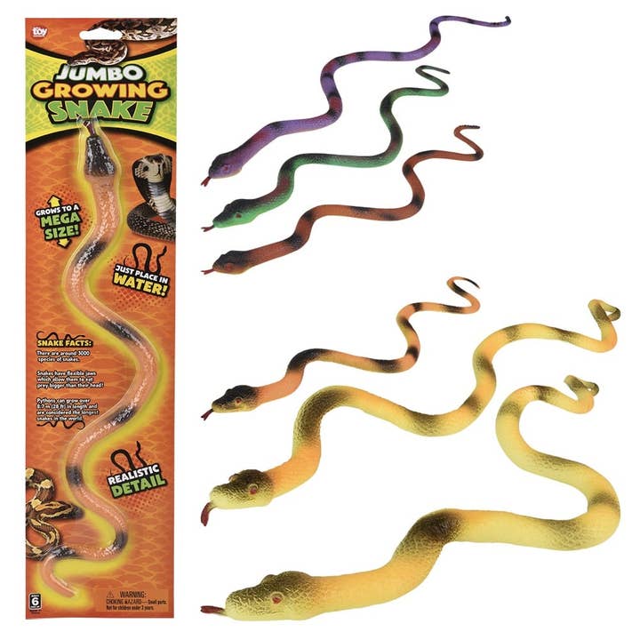 Jouets JUMBO GROWING SNAKE LLB pour enfants 15,25 pouces pour la vente par La Luna Bella - Toys