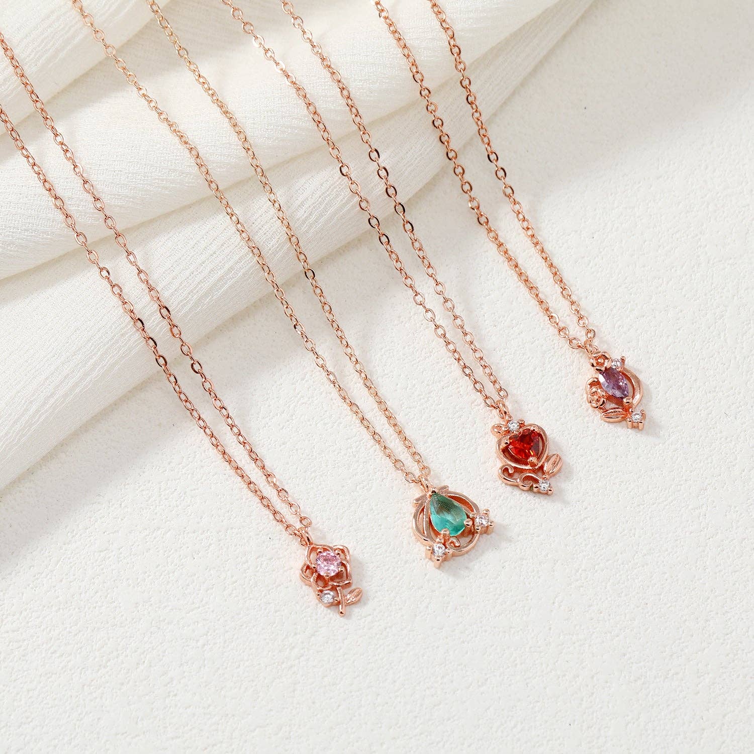 peachade - Wholesale Pendant/Charm Necklace - Delicate Small Crystal Necklace1