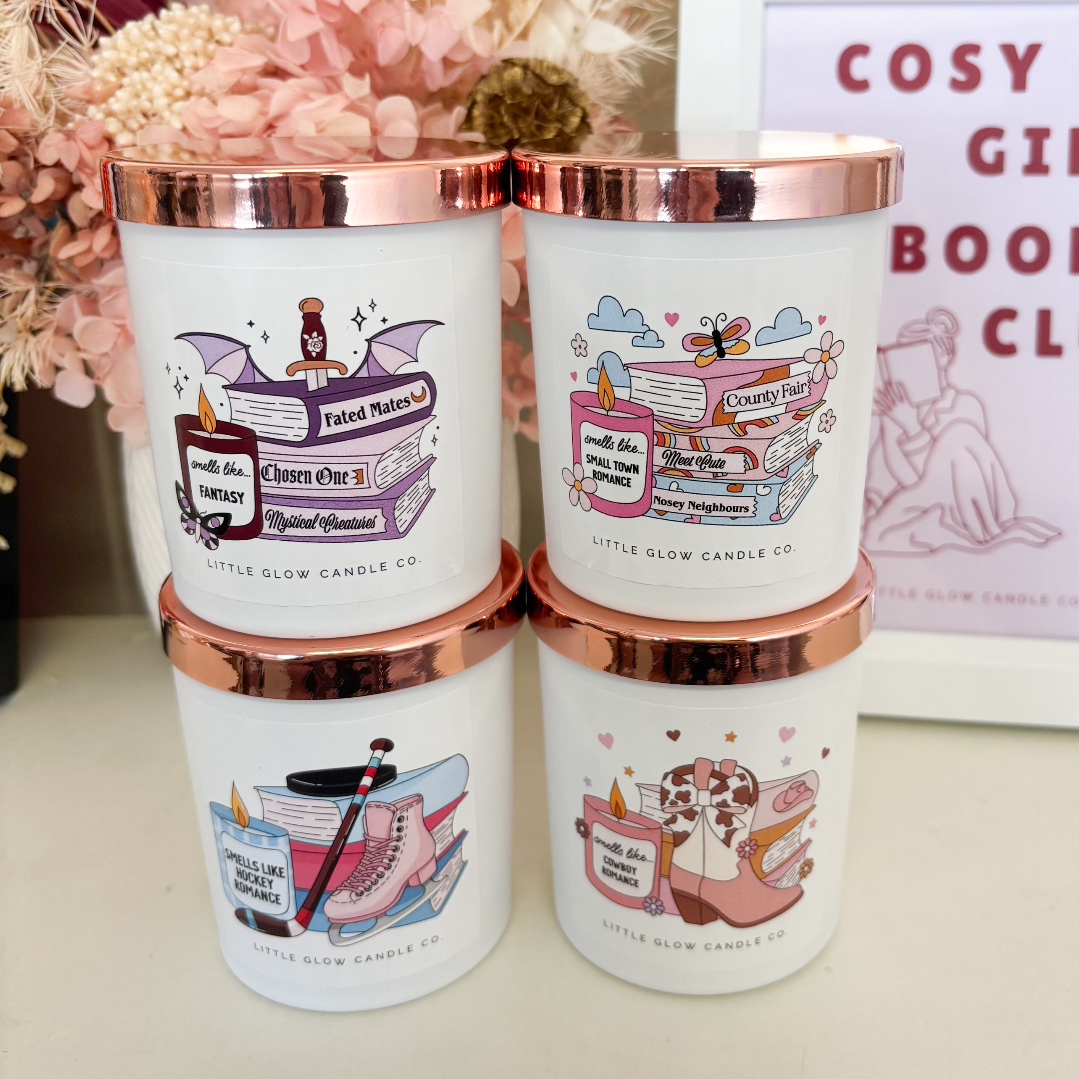 Little Glow Candle Co. - Wholesale Jar/Filled Candle - Book Lovers Trope Candles Retail Bundle0