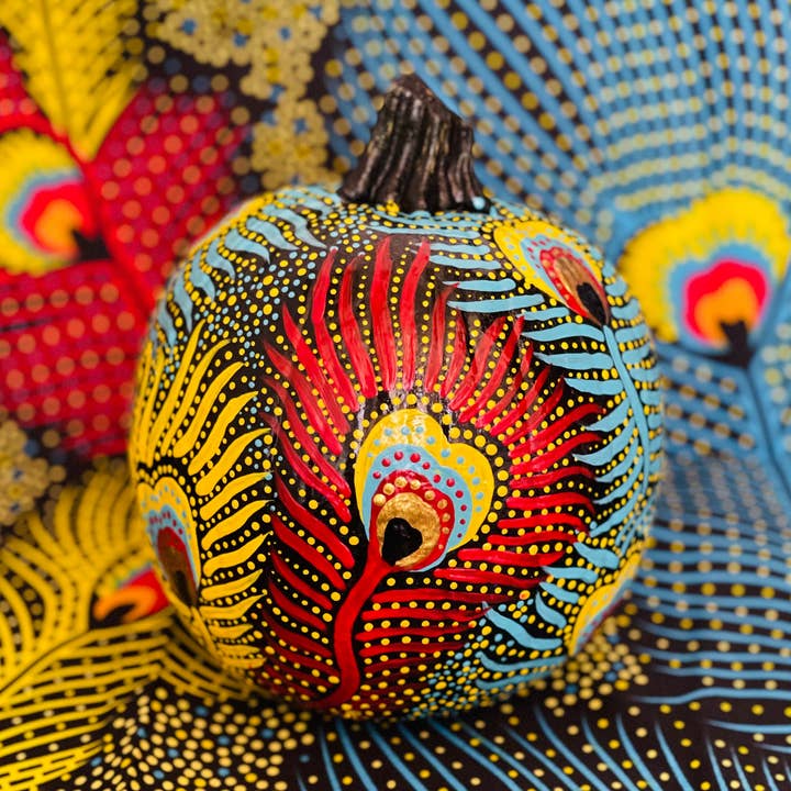 Peacock Rock - Painted Pumpkin for wholesale by Zambezi Joy Society