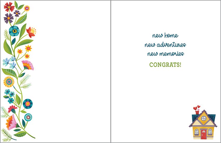 GINA B DESIGNS – postal de felicitações por atacado – Cartão de Boas-Vindas à Nova Casa - Nova Casa em Flor1