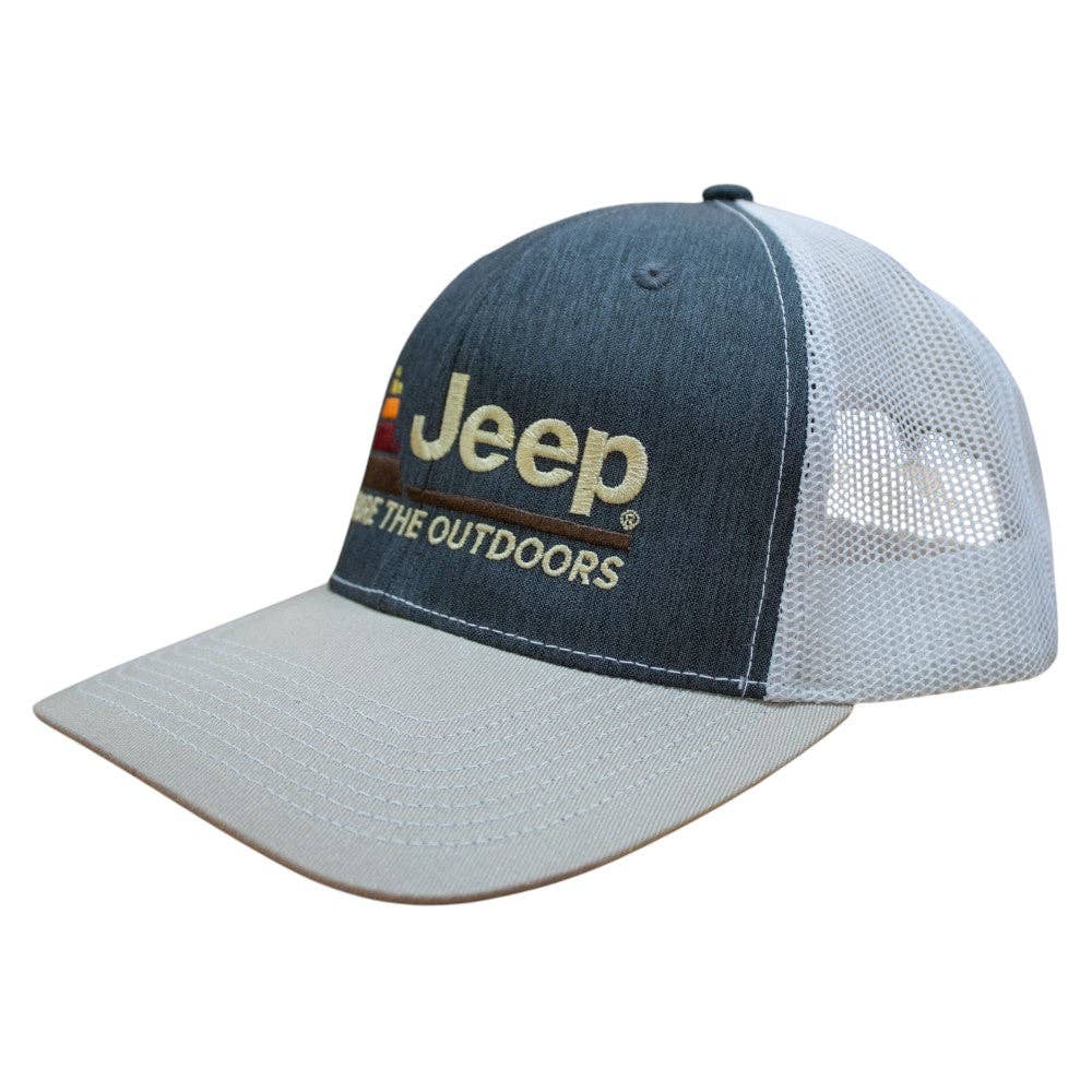 Detroit Shirt Co. – Großhandel Trucker-Cap – Unisex – Hut - Jeep Erkunde die Natur - Heather Navy/Khaki/Weiß2