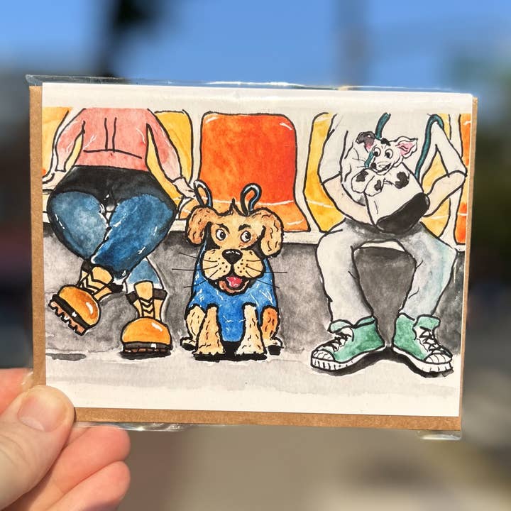 Giornata fuori per i cani! Biglietto d'auguri fatto a mano per la vendita all'ingrosso da parte di Johnnerdraws