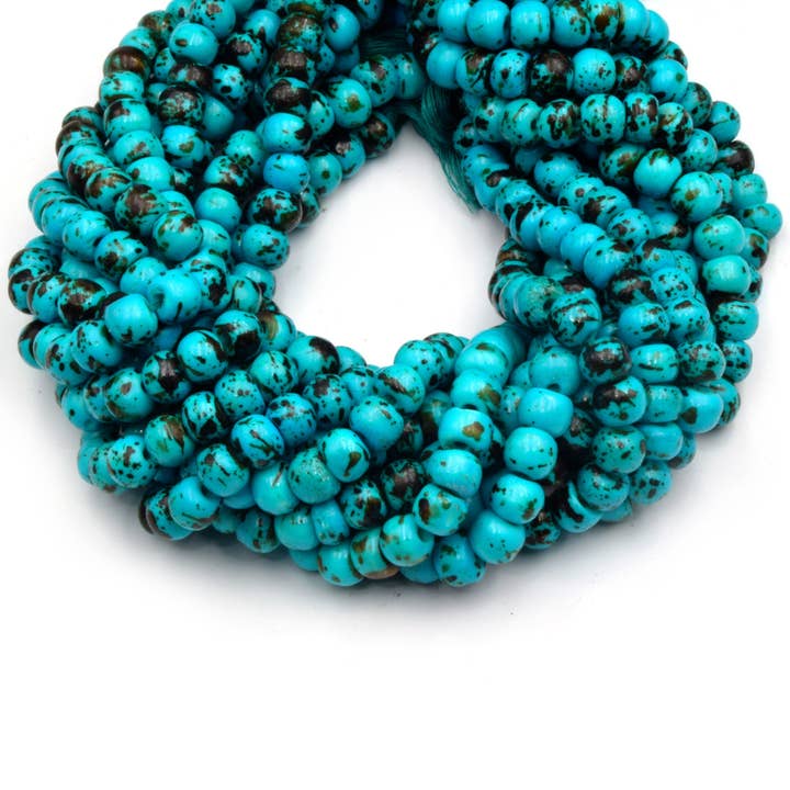 Knogleperler | Marmoreret Aqua Rondelle perler | 6mm, 8mm, 10mm for engroshandel hos Only Beads