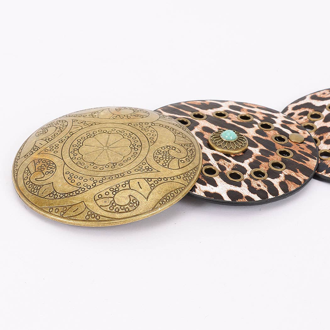 3AM BY H&D ACCESSORIES - Wholesale Belt - Women's - Faux Leather Disc Belt5