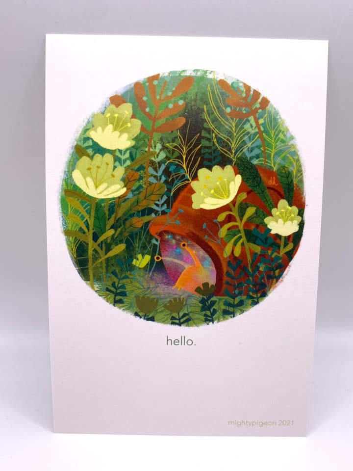 Carte postale Hello Snail 4x6 pour la vente par mightypigeon