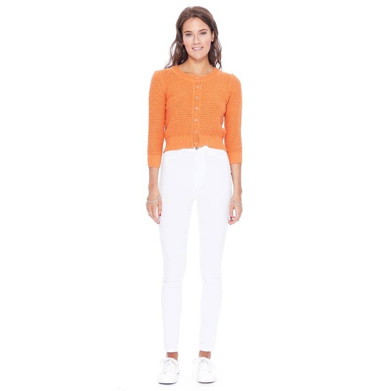 Mak – Engroshandel Cardigan - Dame – Mak 3/4-ærmet kort strikket cardigan med rund hals MK351488