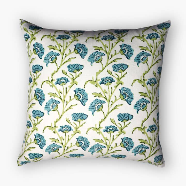 Bella Kissenbezug - Olivgrün & Blau für den Großhandel von Banyan & Birch | Artisanal Home Linens