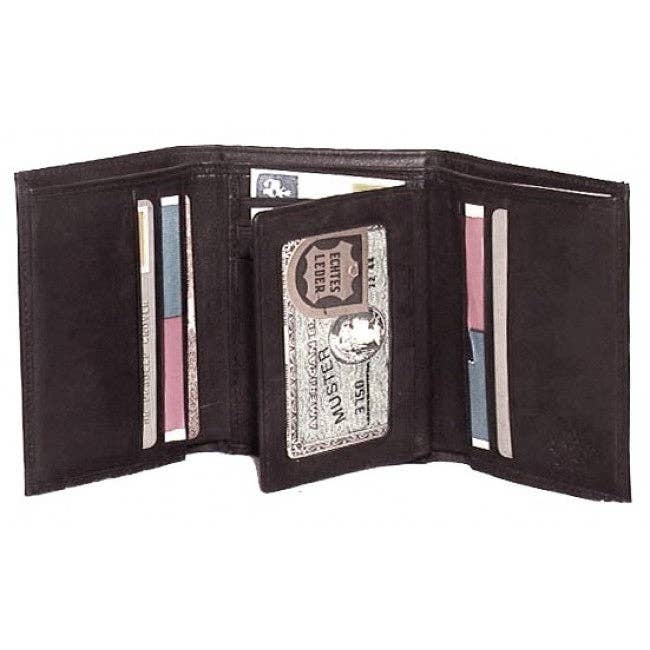 Portefeuille à trois volets RFID en cuir de vachette en cuir véritable pour hommes # 4584 pour la vente par IGI CANADA