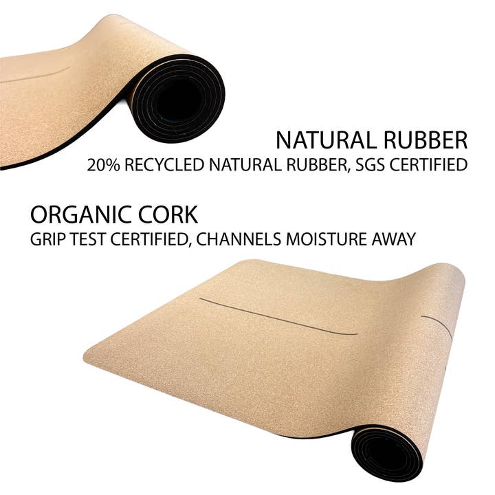 Crk - Wholesale Yoga Mat - The Sun Mat • 4mm Thick, Organic Cork Yoga Mat with Recycled Natural Rubber4