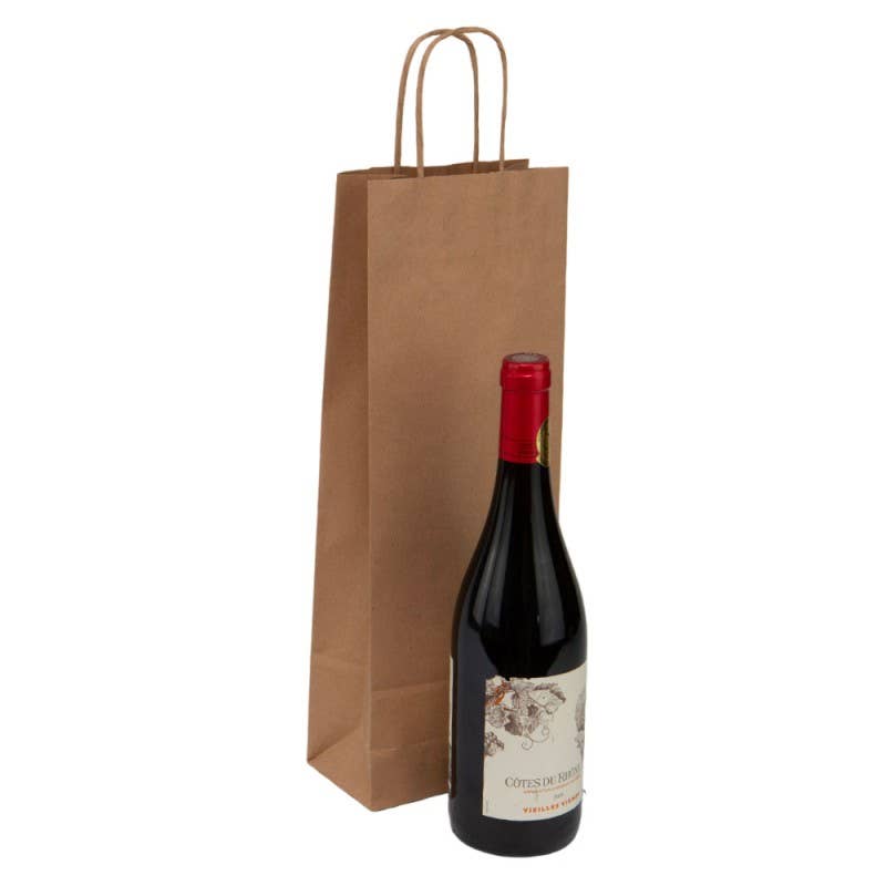 Deffrennes - Wholesale Wine Gift Bag - Kraft rectangular cardboard bottle bag 1 bottle1