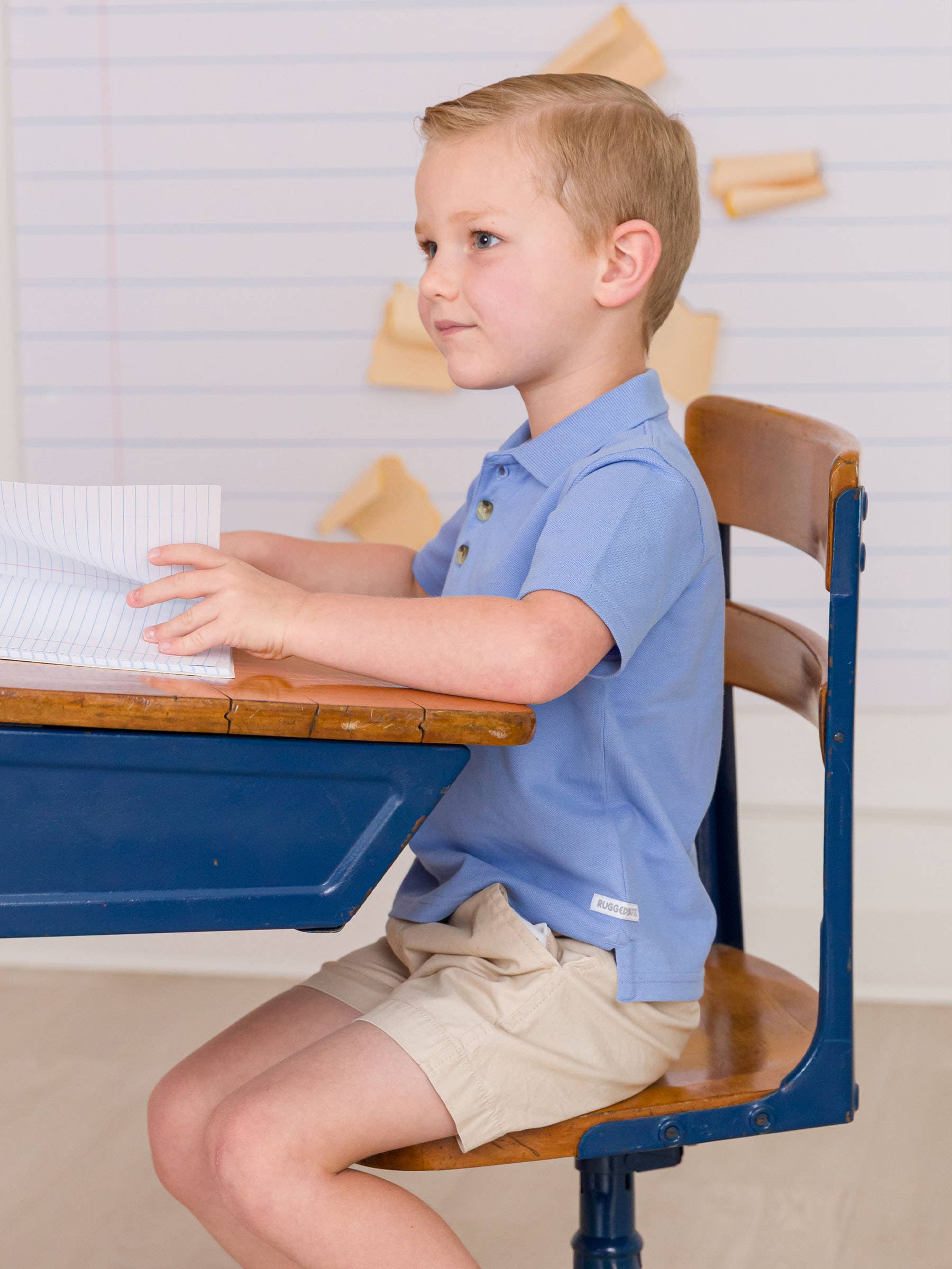 Blauw Jongens Periwinkle Blauwe Piqué Korte Mouwen Polo Shirt voor groothandel op Faire4