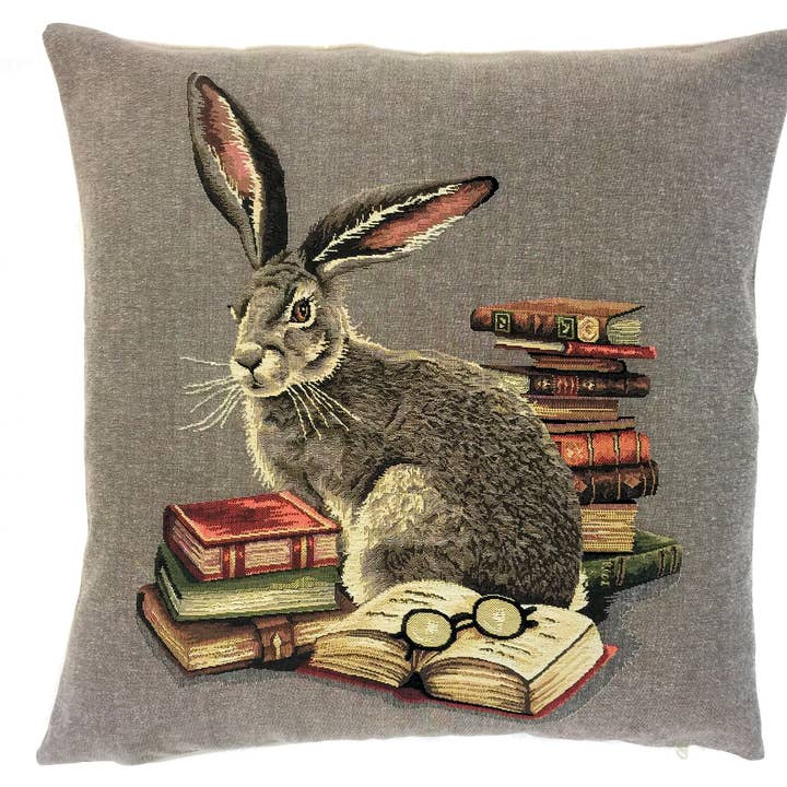 Copricuscino Decorativo Coniglio con Libri per la vendita all'ingrosso da parte di yapatkwa - art of the loom
