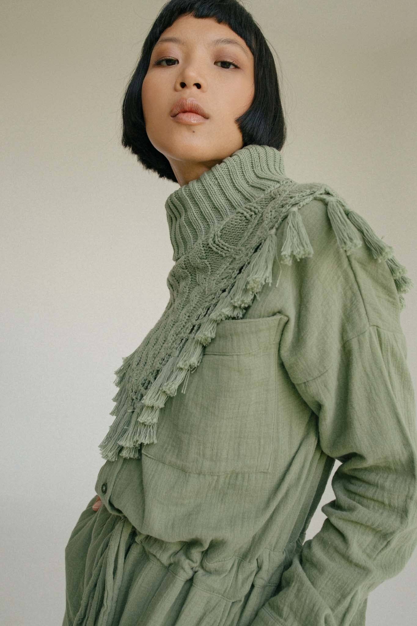 Sage Grøn Strikket halsedisse i salviegrøn for engroshandel på Faire4