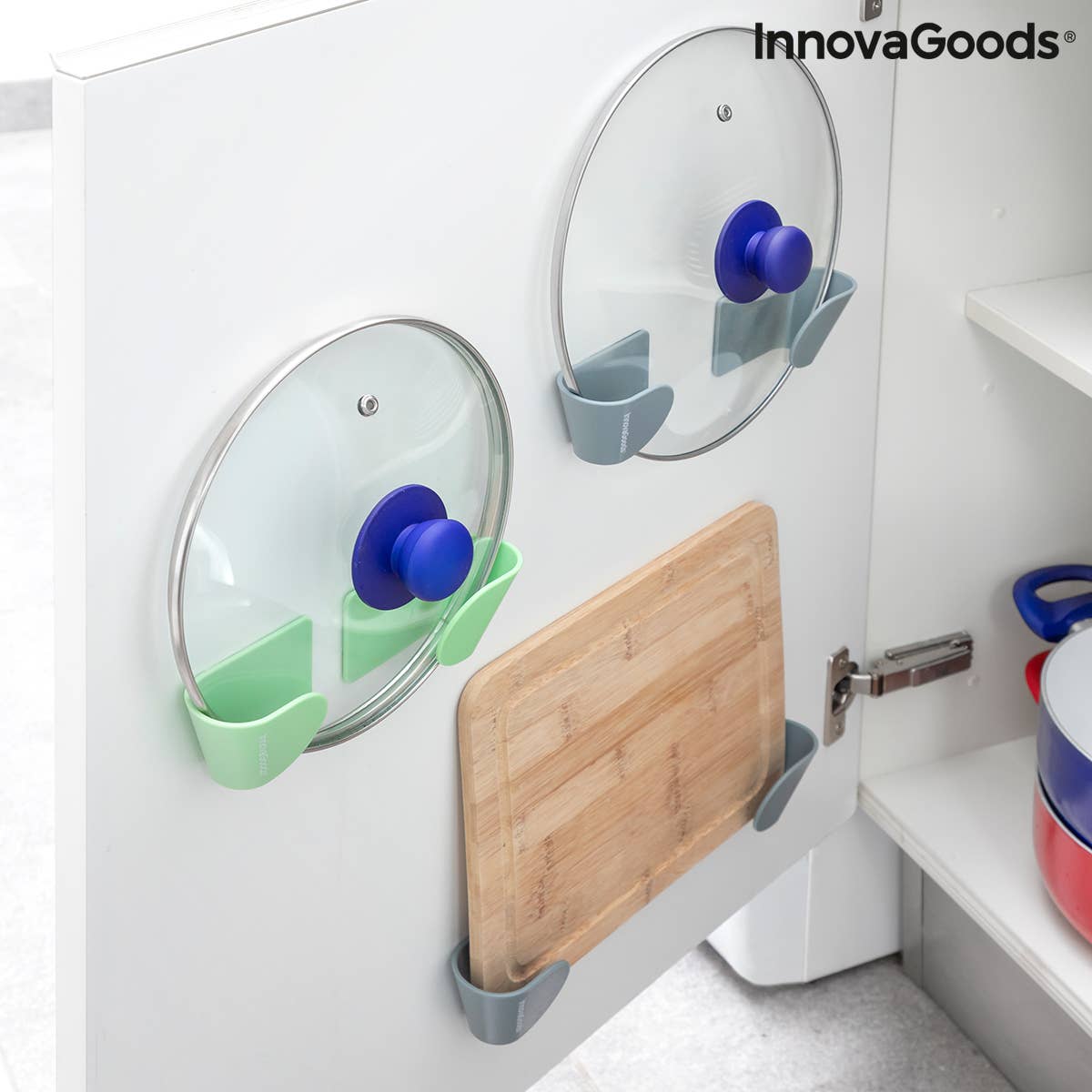 InnovaGoods - Wholesale Kitchen Storage/Organizer - InnovaGoods Set of 3 Adhesive Kitchen Lid Holders0