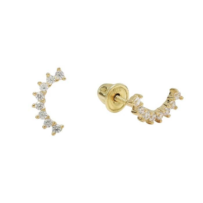 10k Solid Gold CZ Pear Crawler Studs for wholesale by Ofina Jewelry